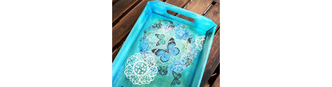 Ξύλινος Δίσκος με Mix Media