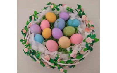 Πασχαλινό Καλάθι με Ανοιξιάτικη Διακόσμηση από Πηλό και Cernit