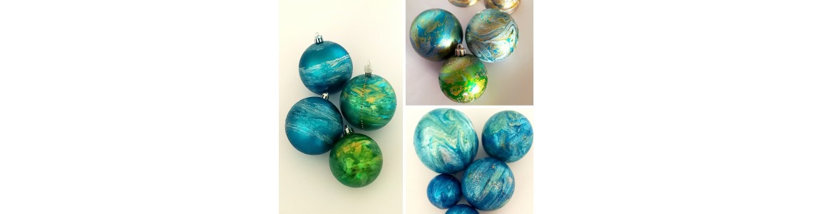 Christmas DIY: Μπάλες με Μελάνια, Μαρμαρογραφία & Pouring