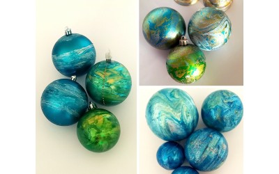 Christmas DIY: Μπάλες με Μελάνια, Μαρμαρογραφία & Pouring