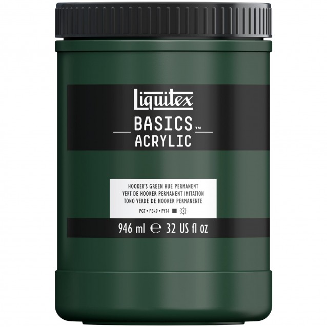 Liquitex Basics 946ml Acrylic 224 Hooker’s Green Hue Permanent Series 1