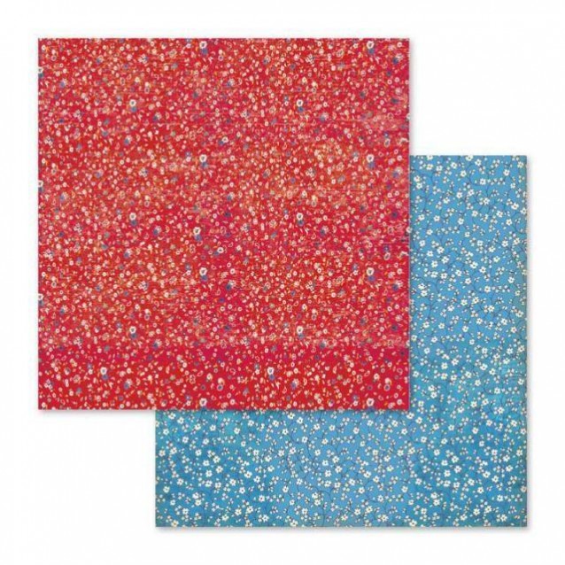 Stamperia Χαρτί Scrapbooking 30,5x30,5cm Διπλής Όψης Patchwork Flowered Texture Red & Blue