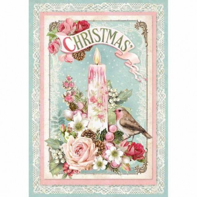 Stamperia Ριζόχαρτο Decoupage A4 (21x29,7cm) Pink Christmas Candle
