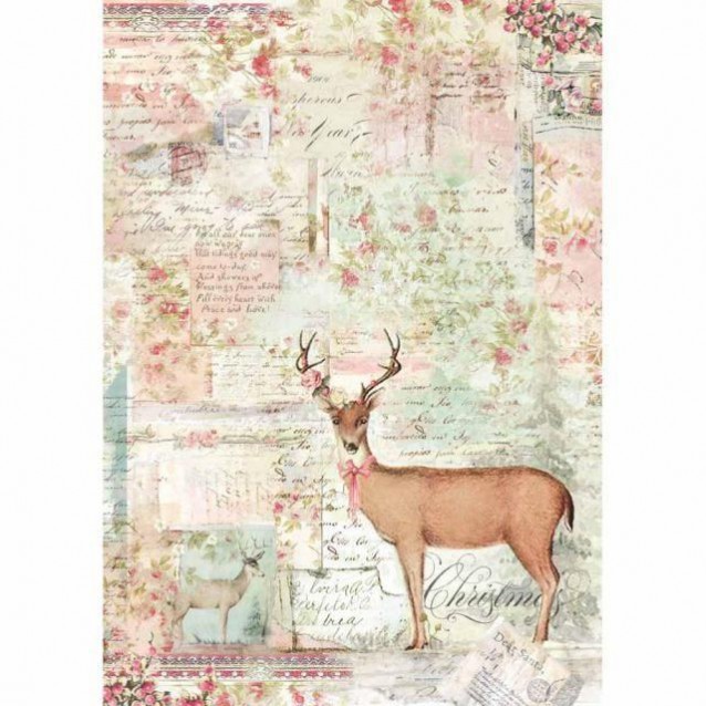 Stamperia Ριζόχαρτο Decoupage A4 (21x29,7cm) Pink Christmas Reindeer