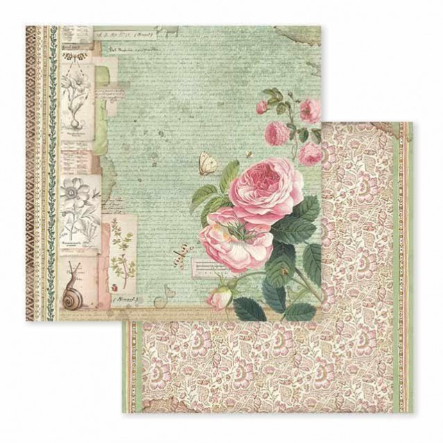 Stamperia Χαρτί Scrapbooking 30,5x30,5cm Διπλής Όψης Spring Botanic English Roses With Snail