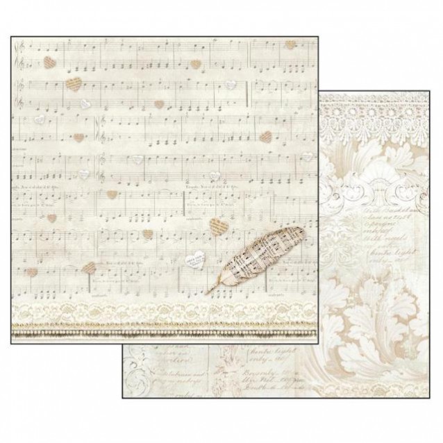 Stamperia Χαρτί Scrapbooking 30,5x30,5cm Διπλής Όψης Score And Feather