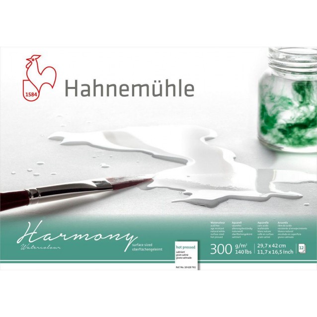 Hahnemuhle Μπλοκ Ακουαρέλας Δετό Harmony 12 Φύλλων A3 (29,7x42cm) 300gr Ηot Pressed