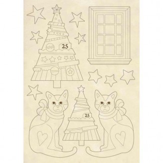 Stamperia Ξύλινο Σχήμα A5 (14,8Χ21cm) Alberi E Gattini