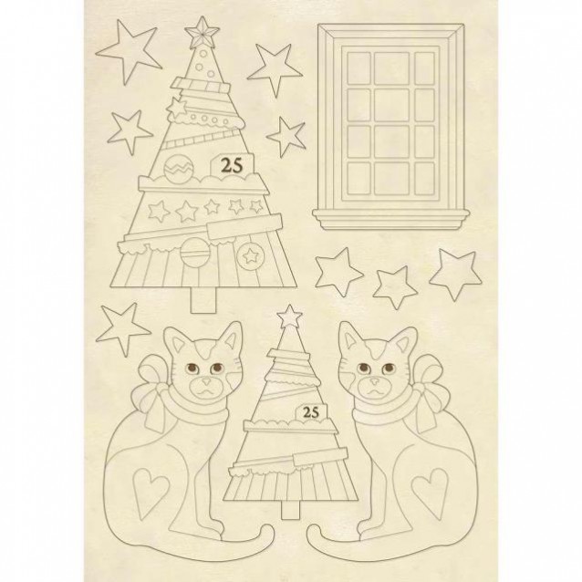 Stamperia Ξύλινο Σχήμα A5 (14,8Χ21cm) Alberi E Gattini