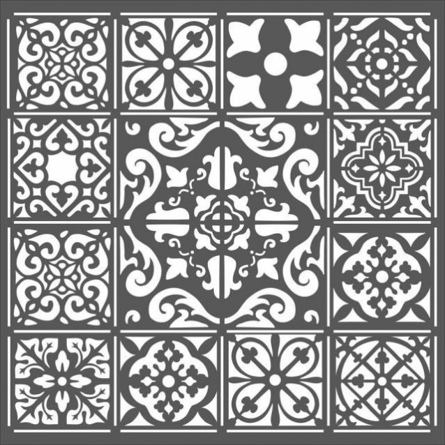 Stamperia Χονδρό Στένσιλ 0,5mm 18x18cm Azulejos Piastrella1