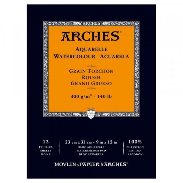 Arches Μπλοκ Ακουαρέλας Rough Grain (Τραχύ) 300gr 23x31cm 12 φύλλων