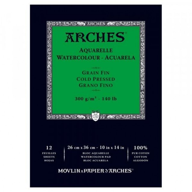 Arches Μπλοκ Ακουαρέλας Cold Pressed (Λεπτόκοκκο) 300gr 26x36cm 12 φύλλων