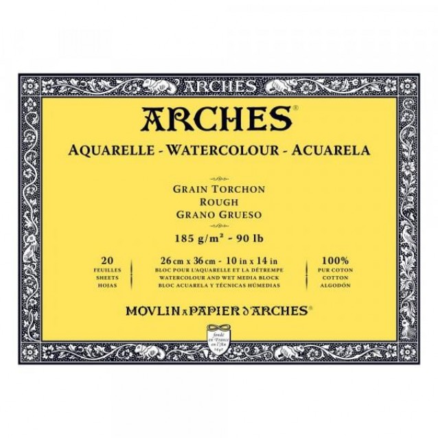 Arches Μπλοκ Ακουαρέλας Rough Grain (Τραχύ) 185gr 26x36cm 20 φύλλων