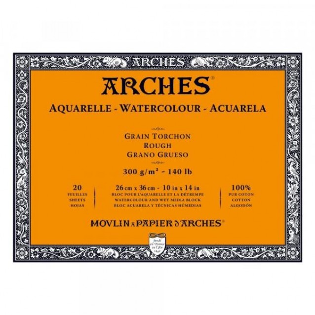 Arches Μπλοκ Ακουαρέλας Rough Grain (Τραχύ) 300gr 26x36cm 20 φύλλων