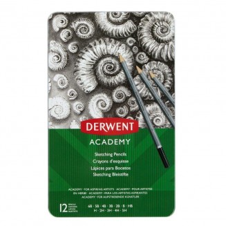 Derwent Academy Μεταλλική Κασετίνα με 12 Μολύβια Σχεδίου