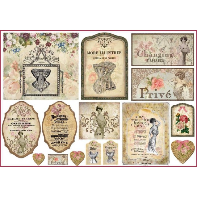 Stamperia Ριζόχαρτο Decoupage 48x33cm Κορσέδες