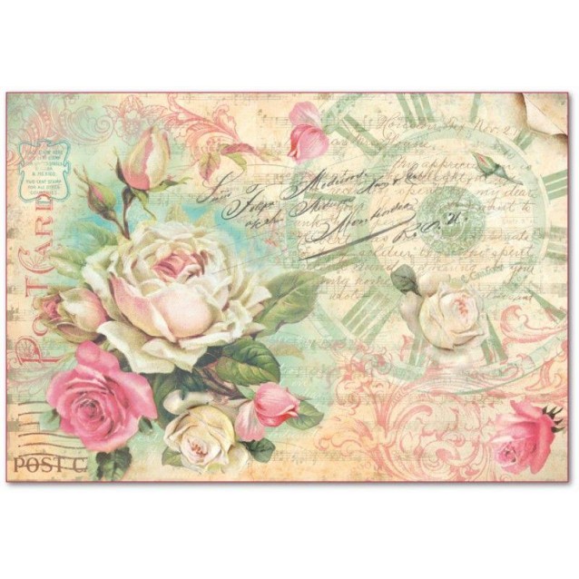 Stamperia Ριζόχαρτο Decoupage 48x33cm Postcard Roses