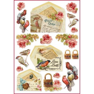 Stamperia Ριζόχαρτο Decoupage A4 (21x29,7cm) Postcard + Πουλάκια