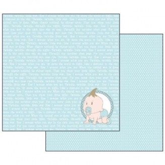 Stamperia Χαρτί Scrapbooking 30,5x30,5cm Διπλής Όψης Baby Light Blue with Wirting