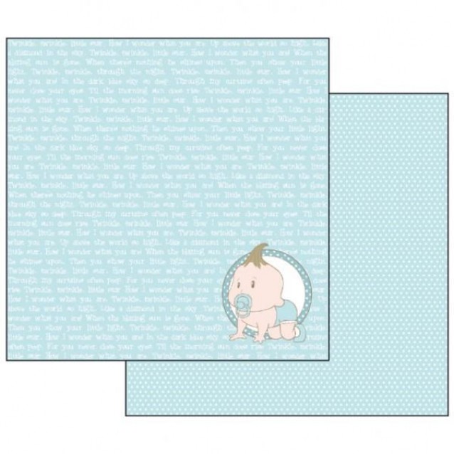 Stamperia Χαρτί Scrapbooking 30,5x30,5cm Διπλής Όψης Baby Light Blue with Wirting