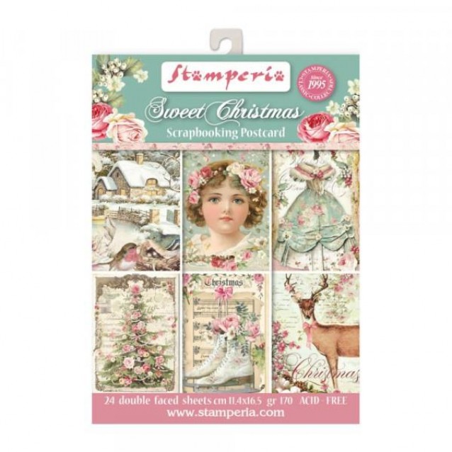 Stamperia 24 Χαρτιά Scrapbooking 11,4x16,5cm Διπλής Όψης Sweet Christmas