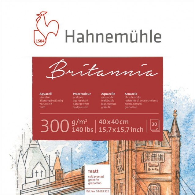Hahnemuhle Μπλοκ Ακουαρέλας Britannia 30 φύλλων 40x40cm 300gr Ματ