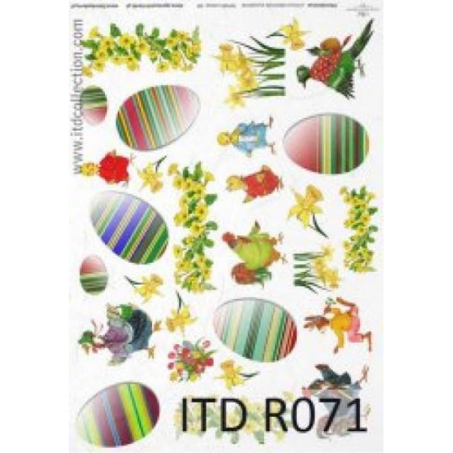 Itd. Collection Ριζόχαρτο Decoupage A4 (21x29,7cm) Easter Eggs, Spring Flowers