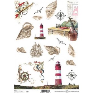 Itd. Collection Ριζόχαρτο Decoupage A4 (21x29,7cm) Shells And Lighthouse