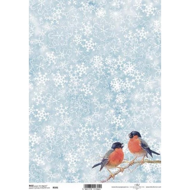 Itd. Collection Ριζόχαρτο Decoupage A4 (21x29,7cm) Christmas Motifs, Winter, Birds
