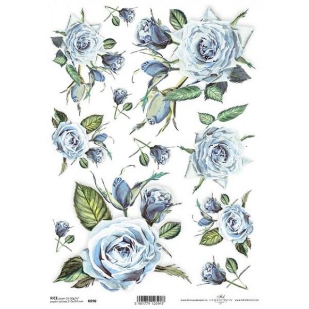 Itd. Collection Ριζόχαρτο Decoupage A4 (21x29,7cm) Blue Roses