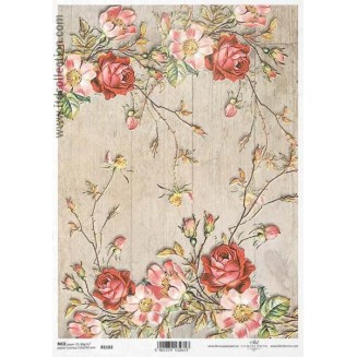Itd. Collection Ριζόχαρτο Decoupage A4 (21x29,7cm) Flowers And Twigs Red Boards