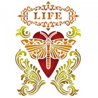 Stamperia Stencil D 20x15cm Life Heart with Dragonfly