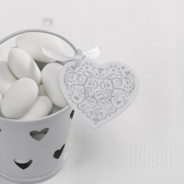 Neviti 10 Καρτάκια Καρδιά Vintage Romance Λευκό/Ασημί