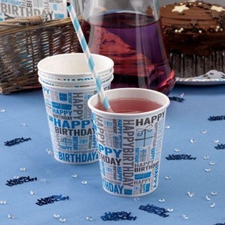 Neviti 8 Ποτήρια Happy Birthday Μπλε