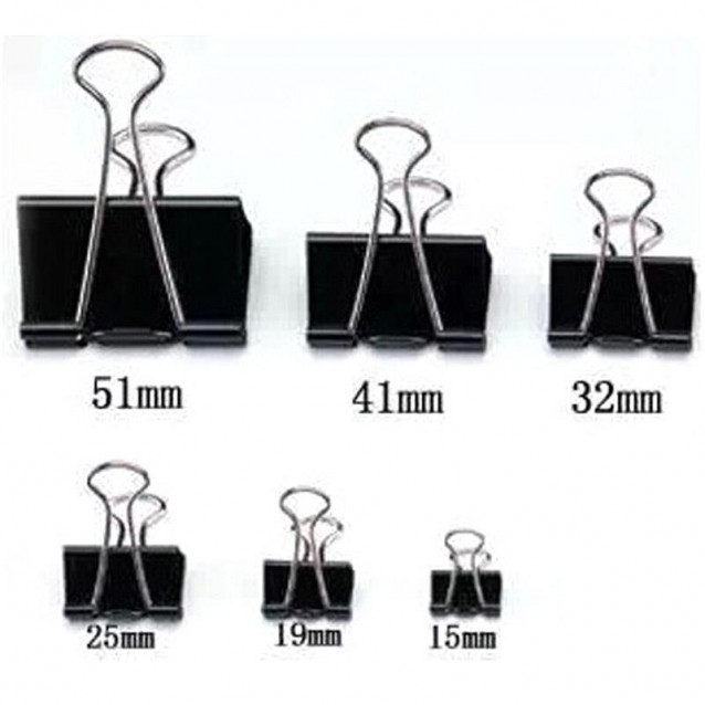 Κουτί με 12 Πιάστρες Χαρτιών (Binder Clips) 19mm