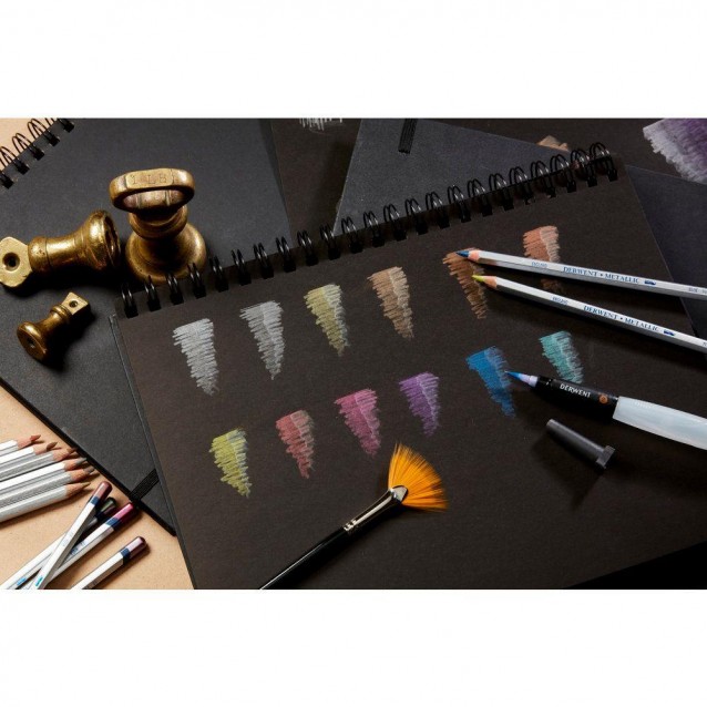 Derwent Μεταλλική Κασετίνα με 12 Μολύβια Metallic