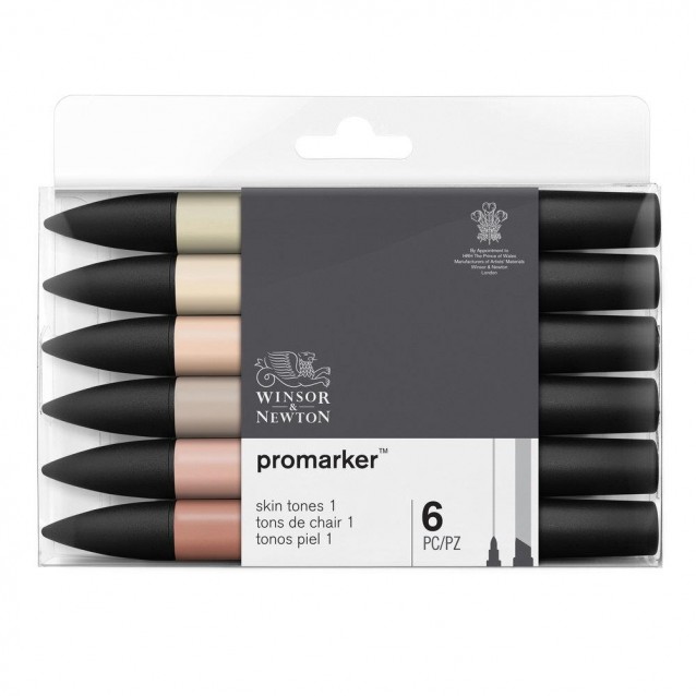 Winsor & Newton 6 Μαρκαδόροι Promarker Χρώμα Δέρματος Set 1