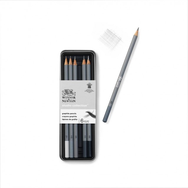 Winsor & Newton Μεταλλική Κασετίνα 6 Μολύβια Γραφίτη Studio Collection