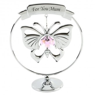 Crystocraft Chrome Plated Circle & Butterfly For You Mum
