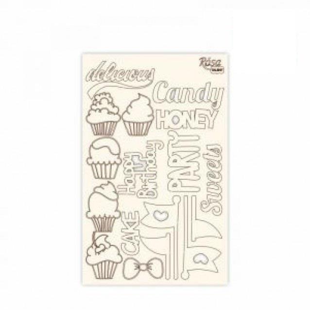 Rosa ξύλινα διακοσμητικά12,6x20cm Cake Delicious