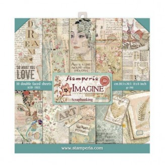 Stamperia 10 Sheet Double Face Scrapbooking Paper 20.3x20.3cm (8X8) Imagine