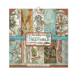 Stamperia 10 Sheet Double Face Scrapbooking Paper 20.3x20.3cm (8X8) Sea World