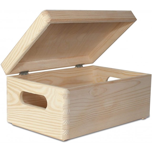 Ξύλινο Κουτί Αποθήκευσης 30x20x14cm (ΜXΠXΥ) με λαβές