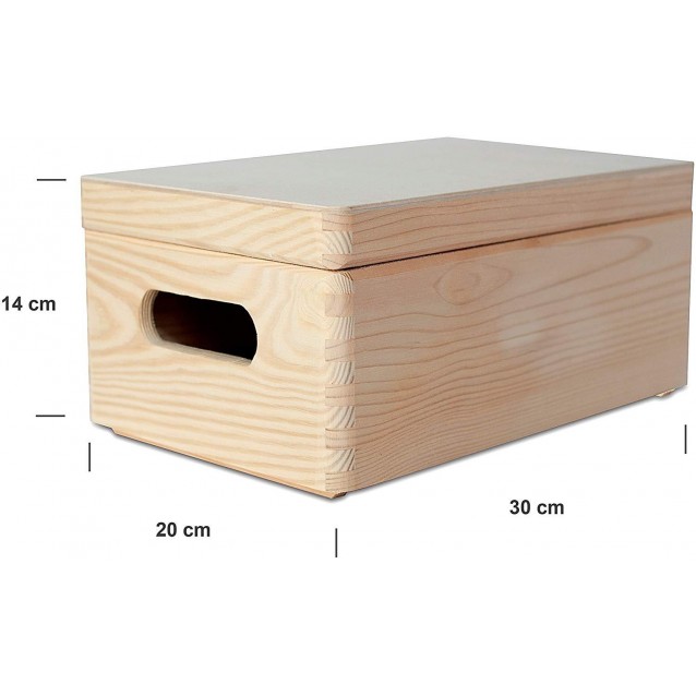 Ξύλινο Κουτί Αποθήκευσης 30x20x14cm (ΜXΠXΥ) με λαβές