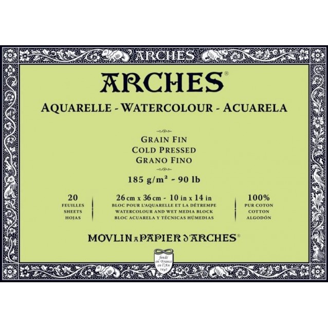 Arches Μπλοκ Ακουαρέλας Cold Pressed (Λεπτόκοκκο) 185gr 26x36cm 20 φύλλων