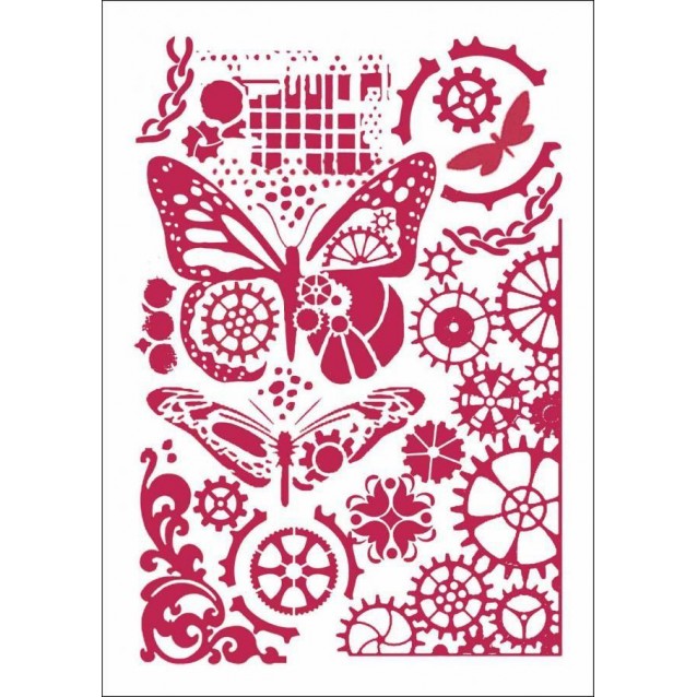 Stamperia Stencil G 21x29,7cm Butterflies and Mechanisms