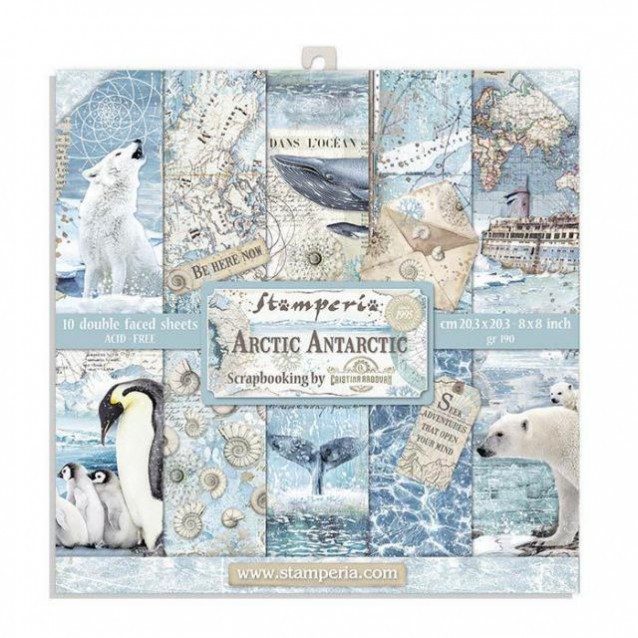 Stamperia 10 Χαρτιά Scrapbooking 20,3x20,3cm Διπλής Όψης Antarctic