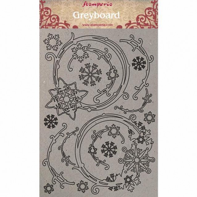 Stamperia A4 (21x29,7cm) Greyboard /1mm Snowflakes and Garlands