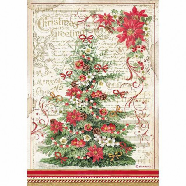 Stamperia Ριζόχαρτο Decoupage A4 (21x29,7cm) Christmas Greetings Tree