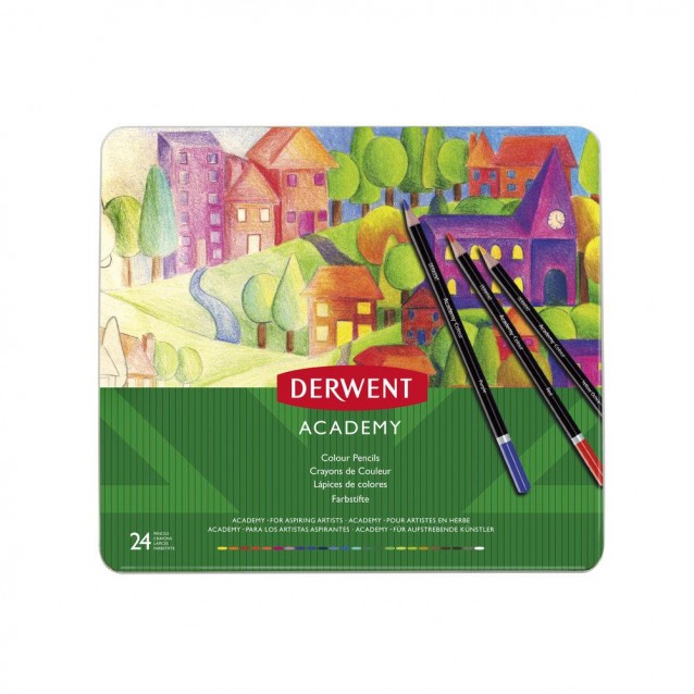 Derwent Academy Μεταλλική Κασετίνα με 24 Χρωματιστά Μολύβια